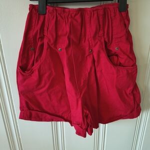 MICHAEL Red Highwaisted Shorts